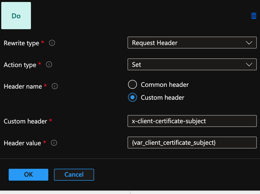 Using regular expressions in Azure Application Gateway Rewrite Rules - extract Certificate Common Name