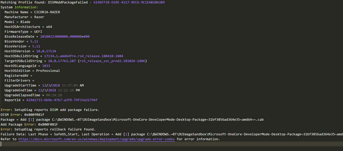 Windows Update Fail Microsoft-OneCore-DeveloperMode-Desktop-Package Error = 0x800F081F-0x20003