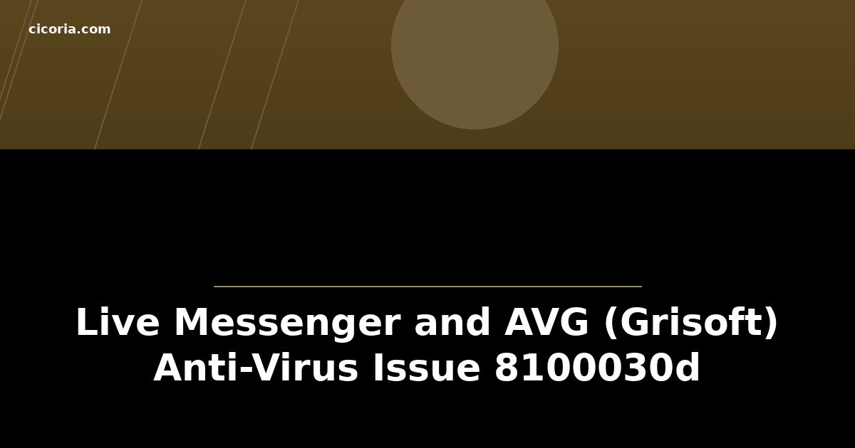 Live Messenger and AVG (Grisoft) Anti-Virus Issue 8100030d