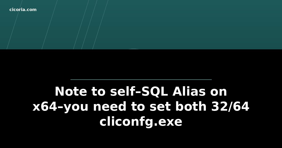 Note to self–SQL Alias on x64–you need to set both 32/64 cliconfg.exe